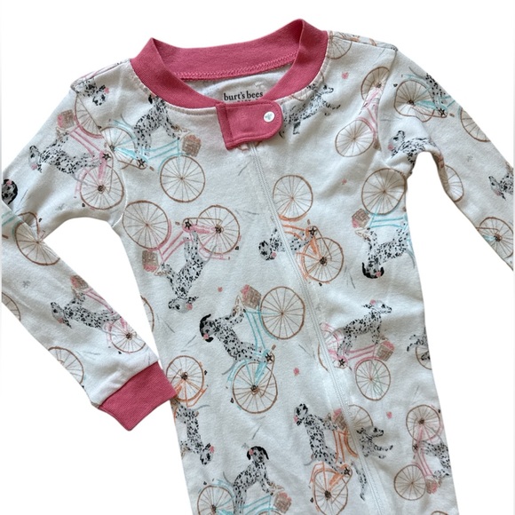 Burt's Bees Baby Baby Girls' Dalmatians Snug Fit Footed Pajama - White/Pink 18M - Picture 2 of 3